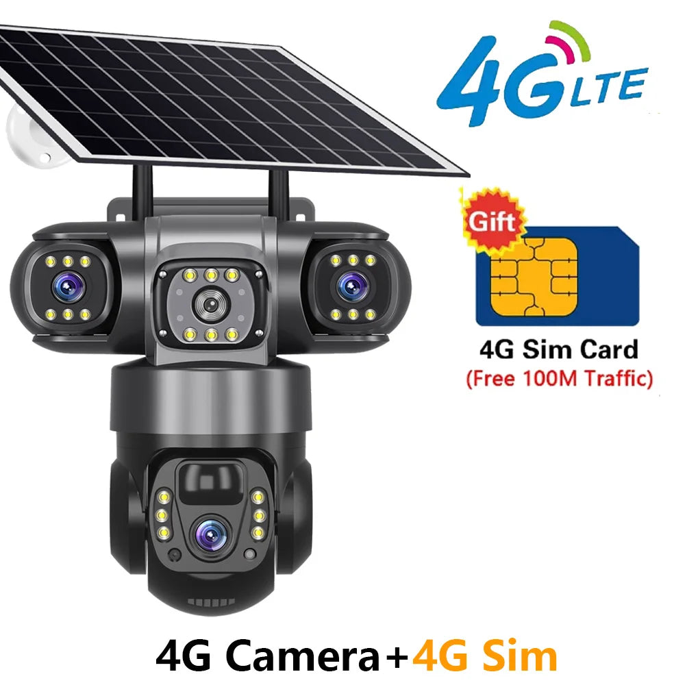 HY-SO400-Z 3-Lens 4G Solar Security Camera with 10X Zoom