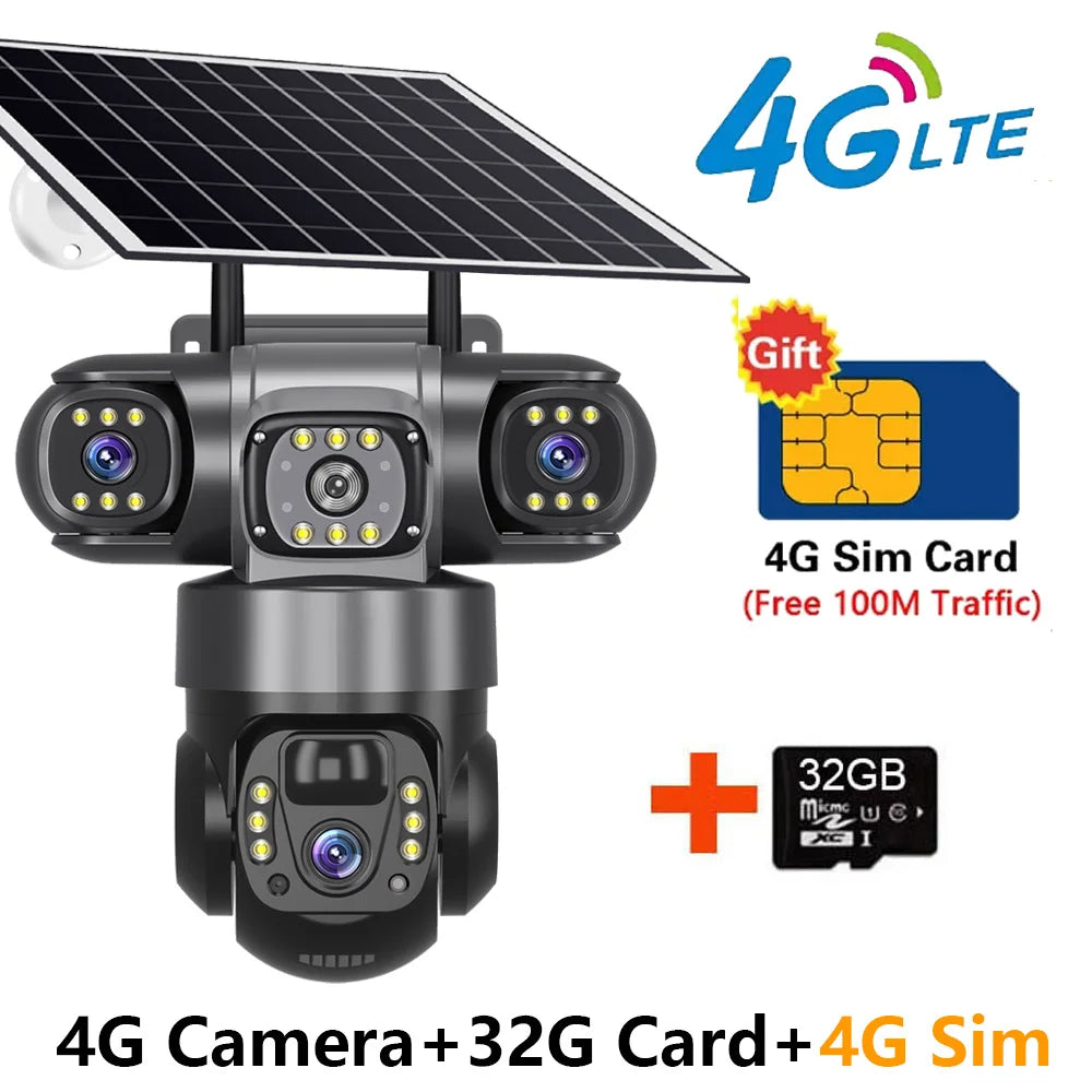 HY-SO400-Z 3-Lens 4G Solar Security Camera with 10X Zoom