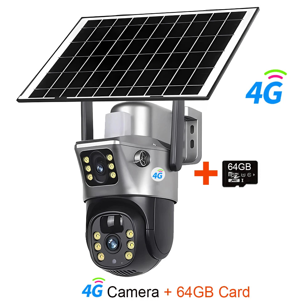HY-SO800-DL 4K 8MP Dual Lens Solar-Powered 4G/WiFi Camera