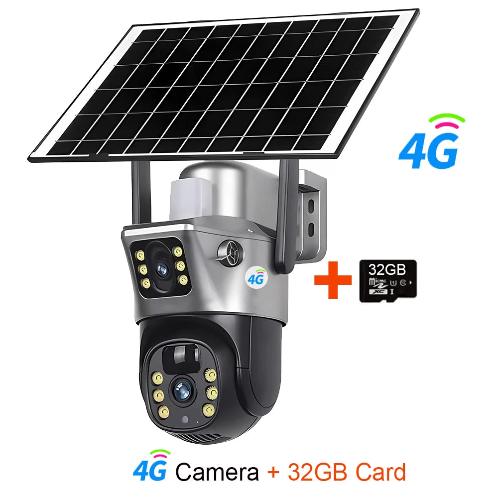 HY-SO800-DL 4K 8MP Dual Lens Solar-Powered 4G/WiFi Camera